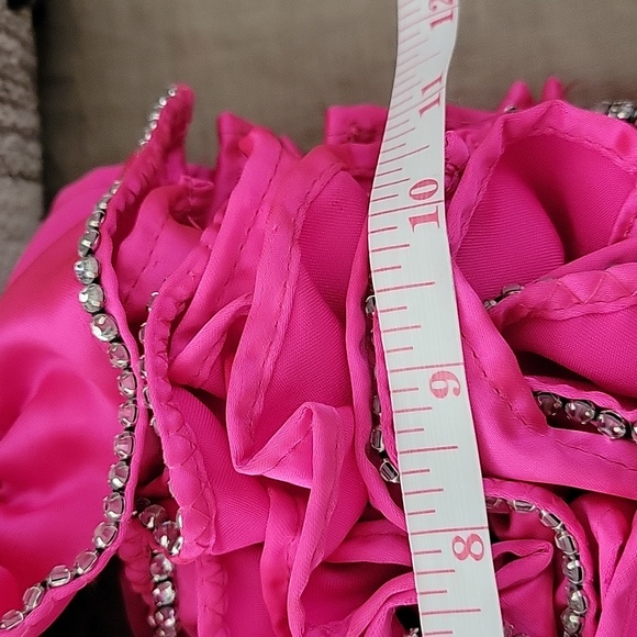 Betsey Johnson Frill Of It All Rhinstone Ruffle Shoulder Bag, Hot Pink NWT - Picture 9 of 12